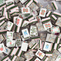 Jeu de tuiles de mahjong américain à 4 couches en nacre scintillante, 160 pièces, en acrylique gravé de qualité supérieure, motif floral de dragon, mahjong américain de luxe
