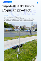 Tripod Portabel dengan Tiang Teleskopik Manual Bertenaga Mandiri dan Antena untuk Kamera PTZ, Kamera Dome CCTV, dan LED