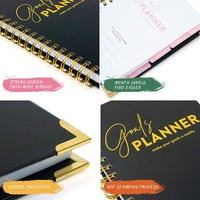 2024 A5 étudiant anglais cahier Agenda planificateur mensuel hebdomadaire quotidien cahier à spirale Art papier couverture cadeau