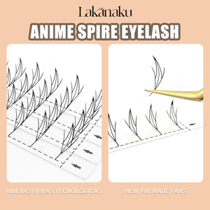 Lakanaku mới đến Lash mở rộng 3D PREMADE khối lượng người hâm mộ W lông mi thoải mái khối lượng mới lông mi tự nhiên W Anime Spire Lash - Product Image 5