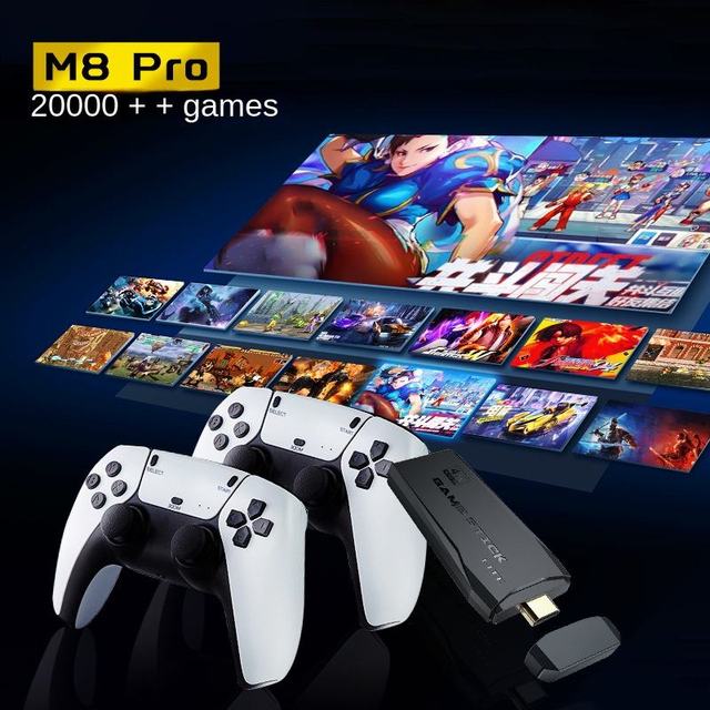 Portable Arcade Gaming Console M8 Pro 4K TV Projection & Dual Joystick 20000 Retro Games for 2-4 Players EU Plug 64GB Memory