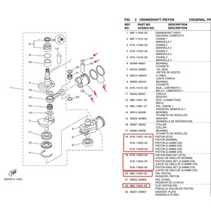 Piston Yamaha 2 temps 30 CV avec segments, axe et circlip pour moteur hors-bord, pièce de rechange 61N-11631-00-95 - Product Image 4