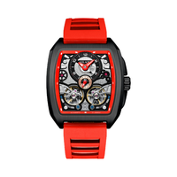 Montre automatique squelette Ailang pour homme, nouvelle collection, double tourbillon, boîtier tonneau, bracelet silicone, étanche, mouvement mécanique OEM, de marque supérieure