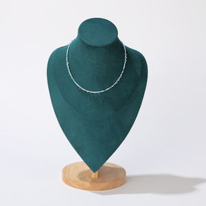 Support de présentation de bijoux en bois et daim avec logo personnalisé, buste pour collier, support de comptoir pour bijoux, accessoires de présentation - Product Image 5