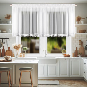 Rideau de gaze transparent de protection solaire de dentelle européenne directe d'usine, 1 pièce 400*100cm, utilisé pour la cuisine, la chambre, le salon - Product Image 1