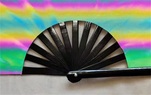 Nouveau Matériau Grand Éventail de Festival Iridescent Fantaisie de 13 Pouces en Tissu Réfléchissant Exclusif à Effet Laser - Product Image 3