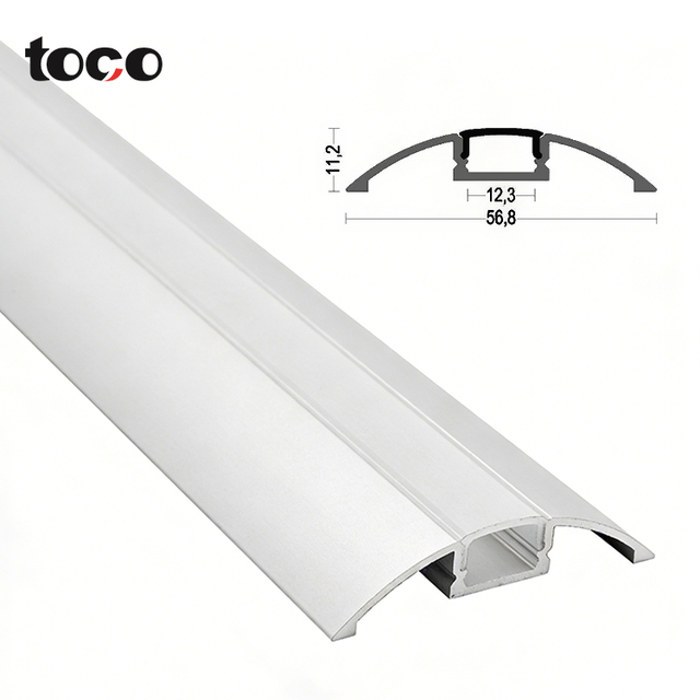 Supply Hot Sale 57*11 Arched U-Channel Extruded LED Aluminum Alloy Anodized Profile Surface Mount Linear Strip Lighting Housing