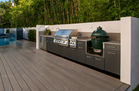Meuble de cuisine extérieur autoportant en acier inoxydable résistant, conception personnalisée, fournisseur BAINENG