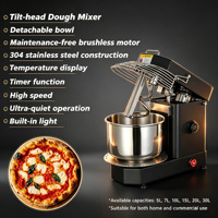 Mélangeur à pâte à pizza GOOPIKK pour usage domestique, tête inclinable sans balais, bol amovible, acier inoxydable 304, haute vitesse pour les boulangers professionnels