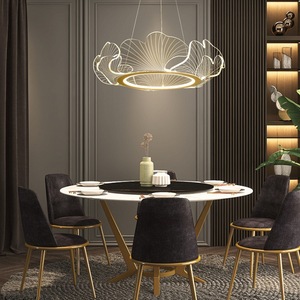 Lustre créatif design en feuille <span class=keywords><strong>de</strong></span> <span class=keywords><strong>lotus</strong></span> doré pour salon et salle à manger avec fleurs suspension LED en acrylique pour villa et hôtel - Product Image 5