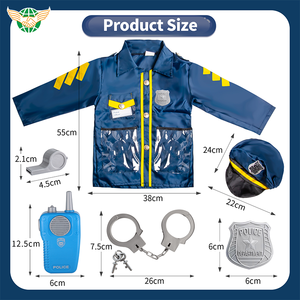 7 pezzi polizia finta Set di giochi per bambini uniforme della polizia vestito poliziotto gioco di ruolo con strumenti per giocattoli per ragazzi e ragazze - Product Image 6