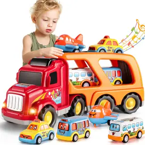 Kleinkind Carrier Truck Transport Fahrzeuge Spielzeug 5 in 1 Spielzeug für 3-9 Kinder Spielzeug autos Reibungs kraft Set für Kinder Weihnachten Beste Geschenke