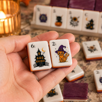 Coffret Cadeau Mahjong Halloween, Tuiles Acryliques Scintillantes à 3 Couches avec Support, Dés, Jetons et Carte de Score 2026, Soirée de Jeu Horreur
