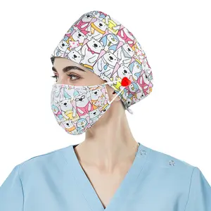 Woven Head Clip Color Surgical Hats Print Doctors Hair Medical Nurse Operating Room Caps