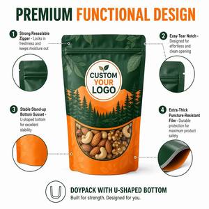 Sachet Doypack Personnalisé Anti-Odeur <span class=keywords><strong>pour</strong></span> Chips et Noix, Refermable avec Fermeture Éclair, 100g, Doublure en Feuille VMPET - Product Image 3