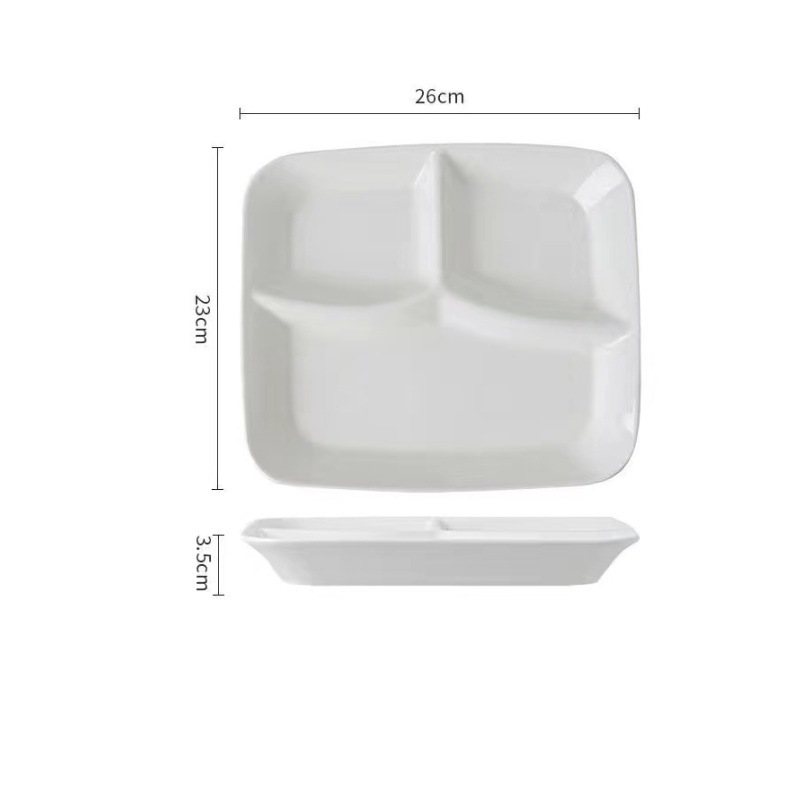 Bandeja dividida de 10 pulgadas (cuadrada) en blanco puro.