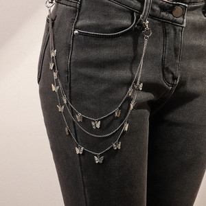 Chaîne de taille multicouche avec pendentifs papillon et cœur, style hip-hop punk, accessoire de mode unisexe pour usage quotidien, en alliage de zinc - Product Image 3