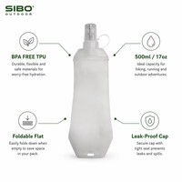 Bouteille d'eau souple en TPU 500 ml avec logo personnalisé OEM Sibo Factory, très vendue, pour le cyclisme et la course en extérieur