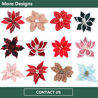 Nouvelle Fleur Artificielle de Noël en Plastique Bleu Brillant, Faux Chrysanthème avec Clip, Décoration pour Guirlande et Arbre de Noël, Vente en Gros