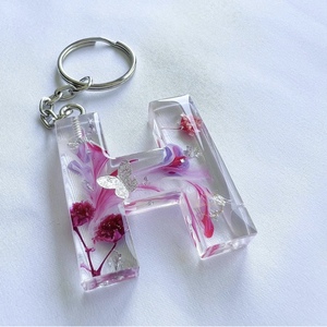 Wholesale Customized Plastic Key Chain Cartoon Style with Gem Tortoise Crown Butterfly & Insect on English Letters