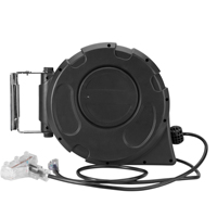 Enrouleur de câble électrique - NEMA 5-15 12AWG SJTW 50 pieds 125V 15A Certifié ETL IP44 Utilisation domestique avec prise verrouillable
