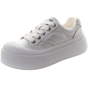 Thick-soled versatile lace-up oversized casual shoes, 2026 new Korean version, colored leather sports shoes - Product Image 1