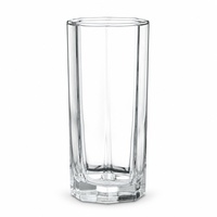 Verre à highball octogonal 310 ml, 8 côtés, transparent, corps haut, base épaisse, pour smoothies, jus et boissons froides, pour la maison