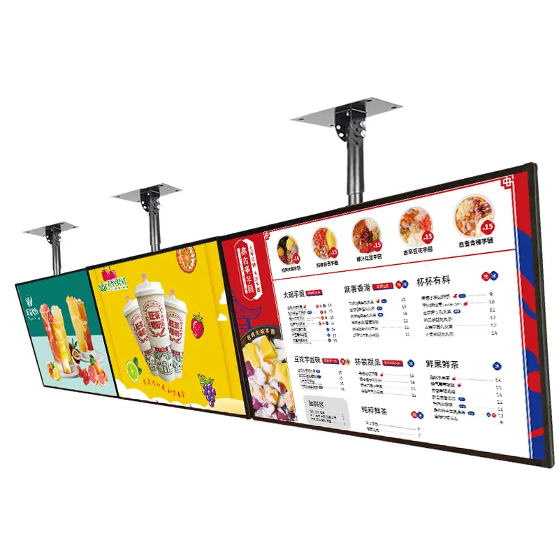 32 40 50 55 polegadas Wall Mounted Milk Tea Shop Intelligent Menu Display Tela Elevador Restaurante Publicidade Display Digital