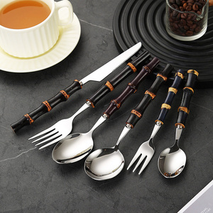 Juego <span class=keywords><strong>de</strong></span> Cubiertos Estilo Occidental con Mango <span class=keywords><strong>de</strong></span> Bambú, Cuchillo, Tenedor y Cuchara <span class=keywords><strong>de</strong></span> Acero Inoxidable, Cuchara para Café/<span class=keywords><strong>Postre</strong></span>/Helado - Product Image 5