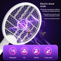 Raquette anti-moustiques électrique pliable avec attracteur UV, tapette à insectes silencieuse, fixation murale, batterie intégrée
