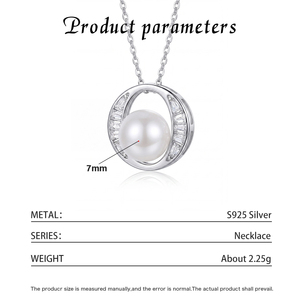 Collar con Colgante Circular de Perla de Agua Dulce y Plata S925, con Circonita Cúbica, Joyería Elegante para Mujer, Regalo - Product Image 6