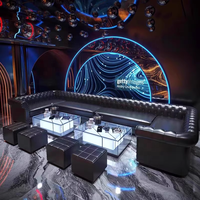 Style américain antique personnalisé Restaurant Bar Discothèque Salon VIP Chambre en cuir bleu en forme de U Sofa Booth Furniture Set