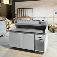 Table de préparation réfrigérée commerciale en acier inoxydable pour pizzas, plan de travail pour salades, vitrine réfrigérée pour sandwichs pour cuisine de restaurant