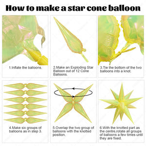 Ballons <span class=keywords><strong>Valentino</strong></span> Pink Cone Starburst 24 40 pouces, ballons pastel jaune étoile pointue pour la décoration de fête d'anniversaire ou de mariage - Product Image 4