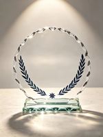 Trophée en cristal gravé sur mesure, plaque de récompense octogonale en verre avec base en bois pour événements d'anniversaire et cadeaux d'affaires