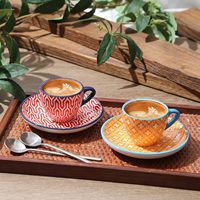 Ensemble de tasses à expresso en céramique de 2 oz, assorties, avec soucoupe, mini tasses en porcelaine pour latte, mocha, thé