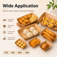 Bandeja de Papel Kraft Desechable con Recubrimiento de PE Resistente a la Grasa para Restaurantes y Servicios de Catering, con Impresión Personalizada para Pollo, Hamburguesas, Alitas y Papas Fritas