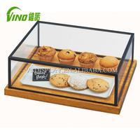 Vitrine de boulangerie personnalisée et en gros, étagère d'angle rustique en bois et acrylique, respectueuse de l'environnement, finition VINO polie