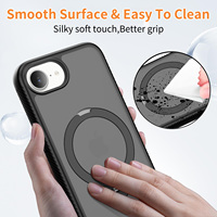 Coque de protection noire pour iPhone 17e avec support magnétique antichoc, sensation peau, protection précise des objectifs, personnalisable, vente en gros
