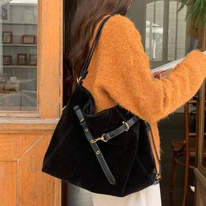Suede <b>Backpack</b> <b>Large</b> Capacity Casual Shoulder Bag Crossbody Tote Double Shoulder Bag Everyday Outfits Lightweight Fall 2025 - Product Image 3