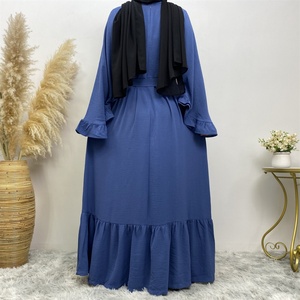 9.9 Muslim Long Abaya <b>Maxi</b> Dress With Unique Pleated Sleeve Dubai Fashion Islamic <b>Kaftan</b> 6530# - Product Image 5