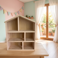 Maison de poupée en bois de pin naturel robuste avec balcon, entièrement assemblée, à décorer soi-même, la maison de rêve des filles