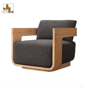 Juego de sofás de <span class=keywords><strong>teca</strong></span> para exteriores de estilo nórdico, muebles de sofá al aire libre de tela impermeable para jardín y Patio de Hotel - Product Image 6