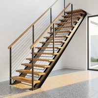 Escalier Courbé Moderne de Luxe pour Intérieur avec Marches en Bois et Garde-Corps en Acier et Verre – Durable et Sûr pour la Décoration Intérieure
