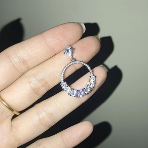 Eleganti orecchini con zirconi, stile europeo, rotondi, con strass, pendenti, per donna - Product Image 5