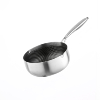 Ensemble de casseroles classiques en acier inoxydable antiadhésif, compatible lave-vaisselle, avec fond hexagonal hybride en nid d'abeille, couvercle en verre, pot à soupe, pot à lait