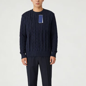 Ralf Sweater Lengan Panjang untuk Pria Campuran Katun Kerah Gulung RL Rajutan dengan Jahitan Terpuntir Logo Bordir Sweater Laur - Product Image 4