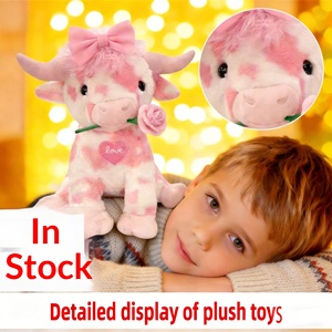 Peluche courte rose motif vache transfrontalière avec rembourrage en coton PP, cadeau mignon pour la Saint-Valentin - Product Image 6