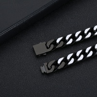 VEROMCA Bracelet cubain en acier inoxydable peint noir pour homme, Design Hip Hop, chaîne cubaine, Bracelet en acier titane