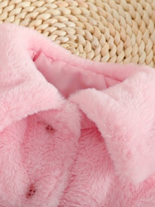 Casaco de Inverno/Outono para Menina com Lapela de Pelúcia e Botão em Forma de Chifre 100% Poliéster Respirável para Crianças Pequenas - Presente Quente - Product Image 3
